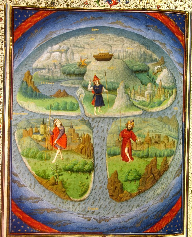 Division du monde entre les trois fils de Noé - vers 1450